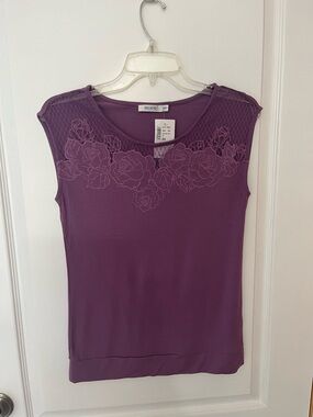 NWT Ricki's Purple Rayon-Spandex Blend Top with Nylon Yoke - Size XS